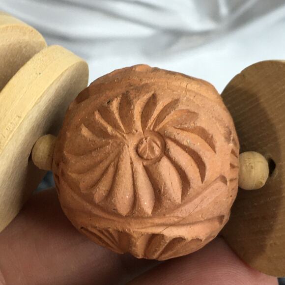 Chunky Red (Terra Cotta) & Black Clay & Wooden Disc Bead Statement Necklace - Picture 8 of 13